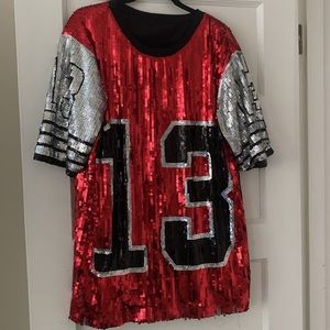 Sparklely Red Football Jersey